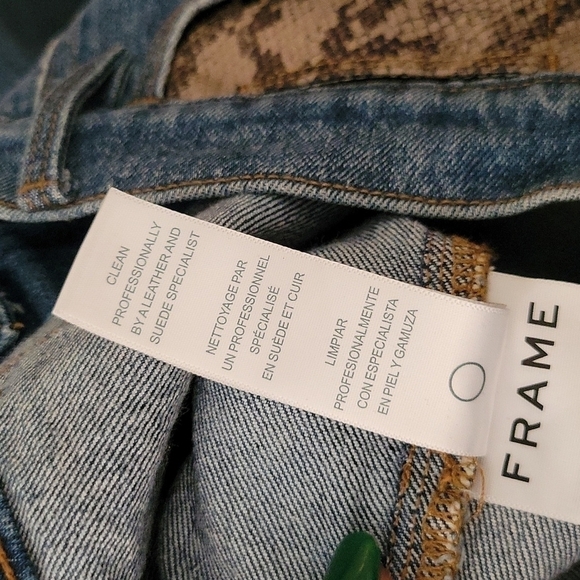 Frame le high straight python print leather patchwork jeans Size 29 - Picture 10 of 11